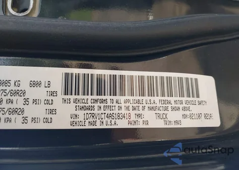 2010 Dodge Ram 1500 Slt/Sport/Trx from USA, damaged, VIN 1D7RV1CT4AS183418